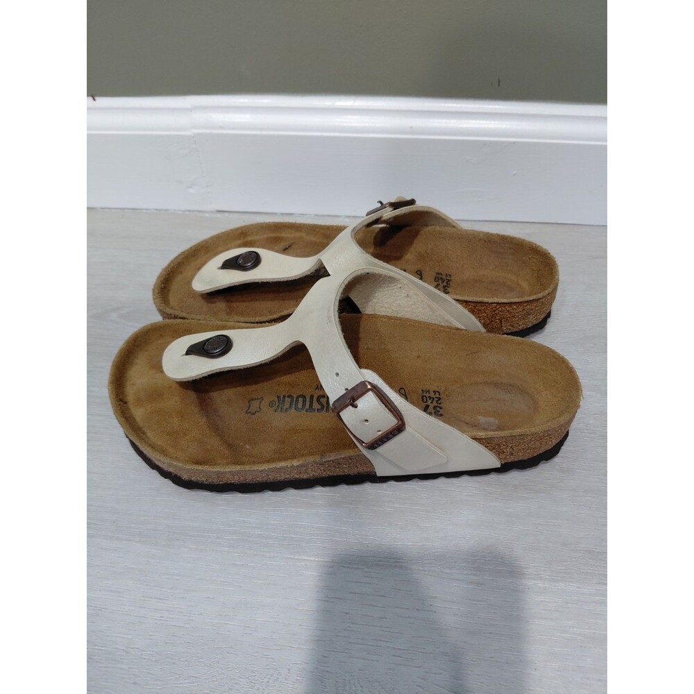 Birkenstock Gizeh BirkoFlor Graceful Pearl White Women Size 37EU 6US Regular